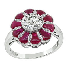 Bague de fiançailles certifiée GIA 1,02ct diamant rubis