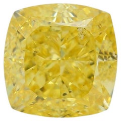 GIA Certified 1.02ct Fancy Vivid Yellow Cushion Shape Natural Color Diamond