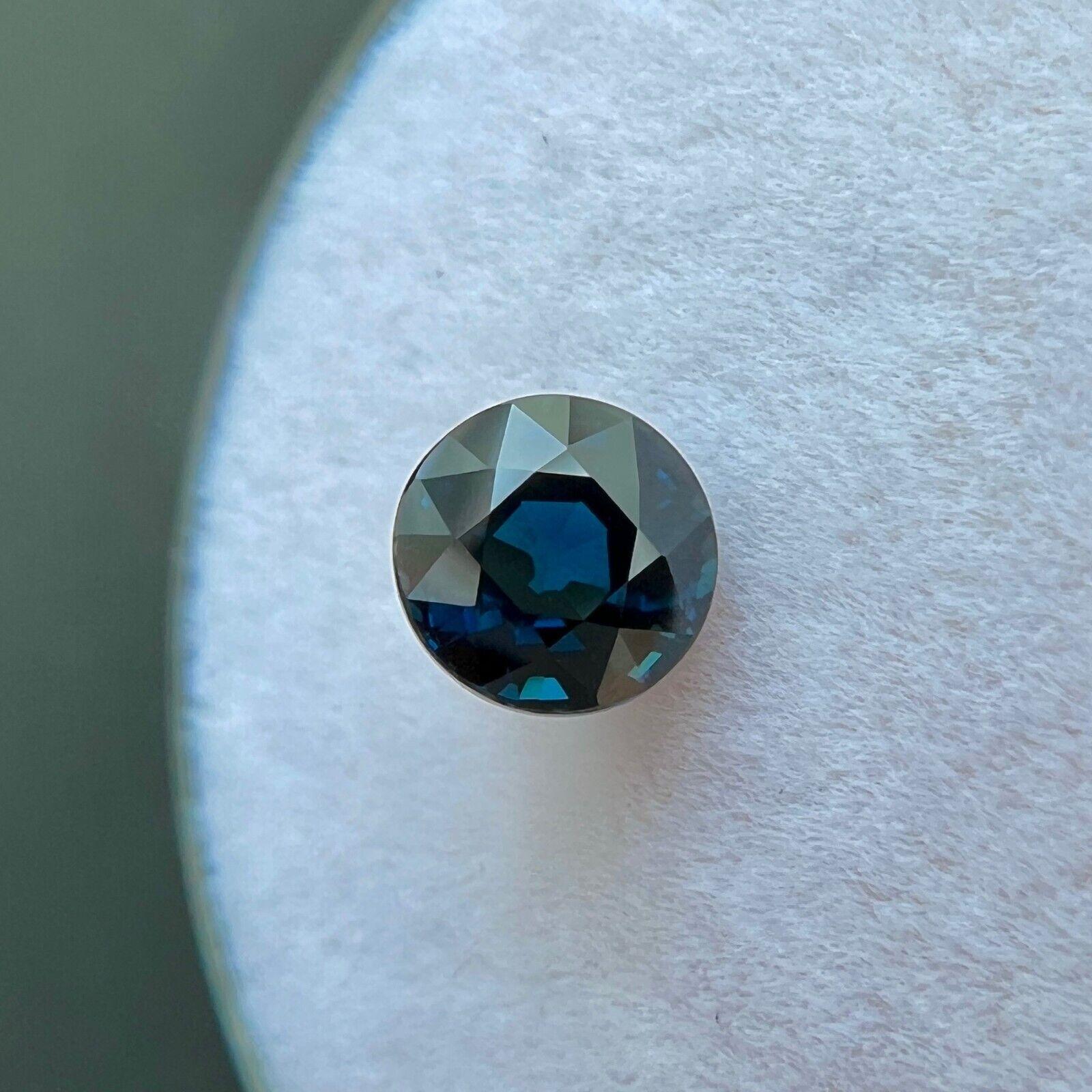Women's or Men's Gia Certified 1.02ct Untreated Dark Blue Sapphire Round Cut Untreated Loose Gem For Sale