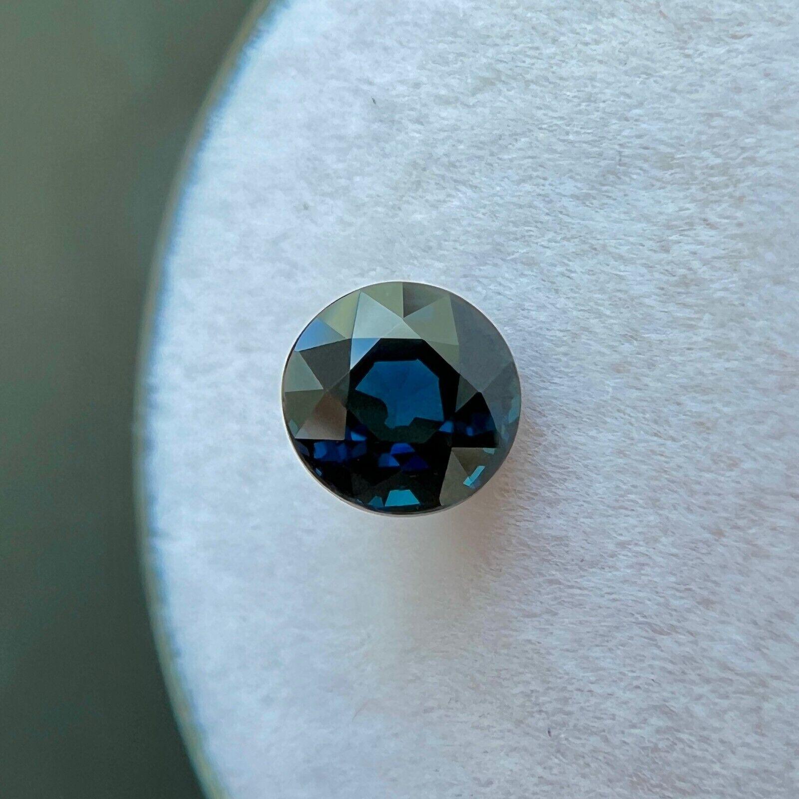 Gia Certified 1.02ct Untreated Dark Blue Sapphire Round Cut Untreated Loose Gem For Sale 2