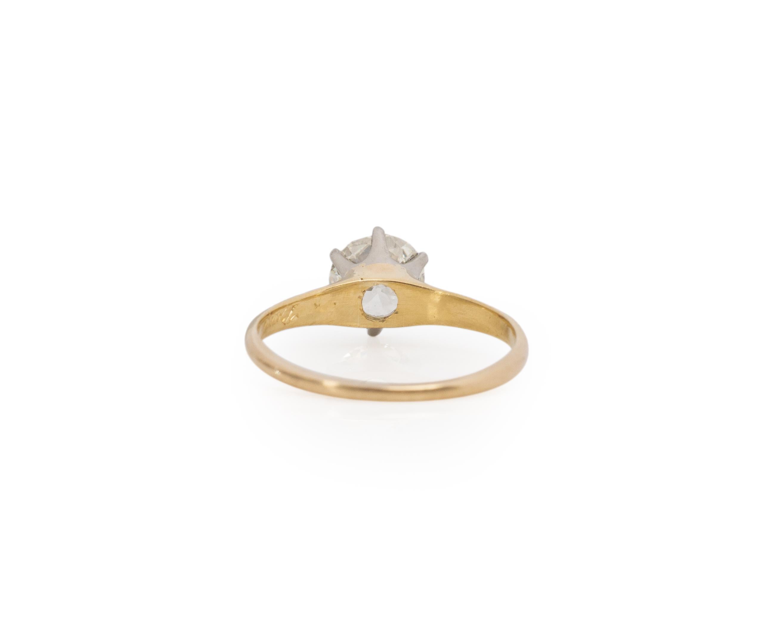 Bague de fiançailles Art déco en or jaune 14 carats avec diamants certifiés GIA de 1,03 carat Bon état - En vente à Hicksville, NY
