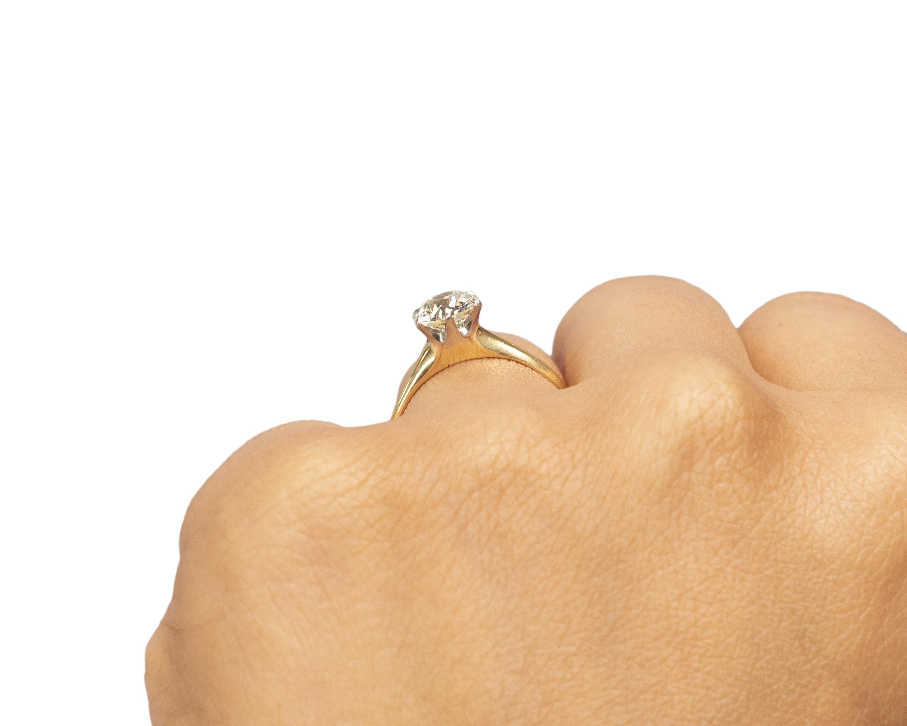 Bague de fiançailles Art déco en or jaune 14 carats avec diamants certifiés GIA de 1,03 carat en vente 1