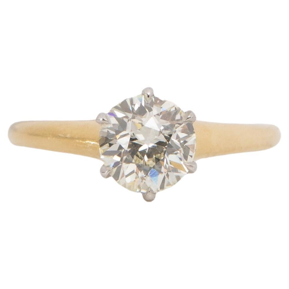 GIA Certified 1.03 Carat Art Deco Diamond 14 Karat Yellow Gold Engagement Ring