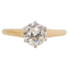 GIA Certified 1.03 Carat Art Deco Diamond 14 Karat Yellow Gold Engagement Ring