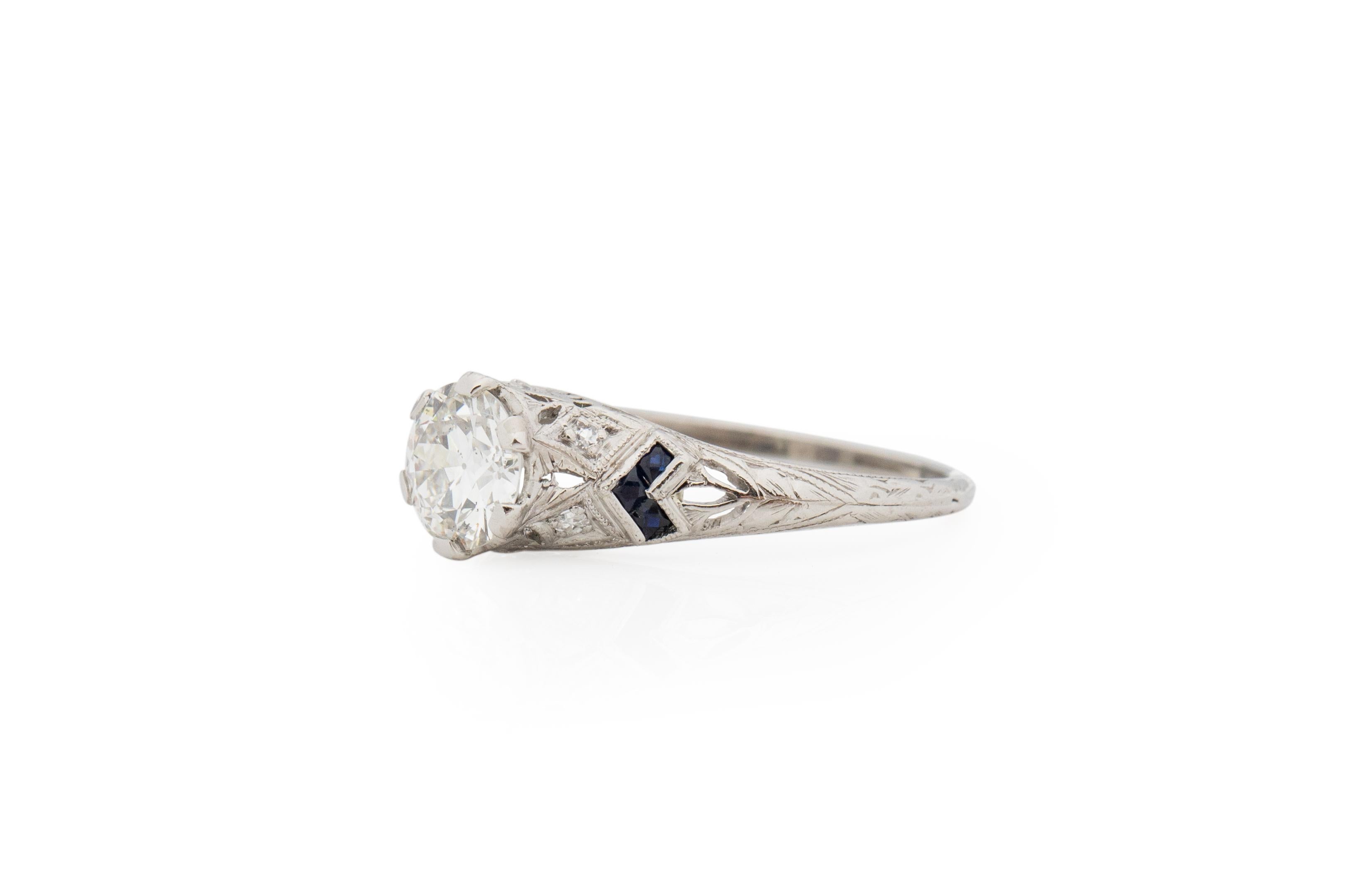 Old European Cut GIA Certified 1.03 Carat Art Deco Diamond Platinum Engagement Ring For Sale