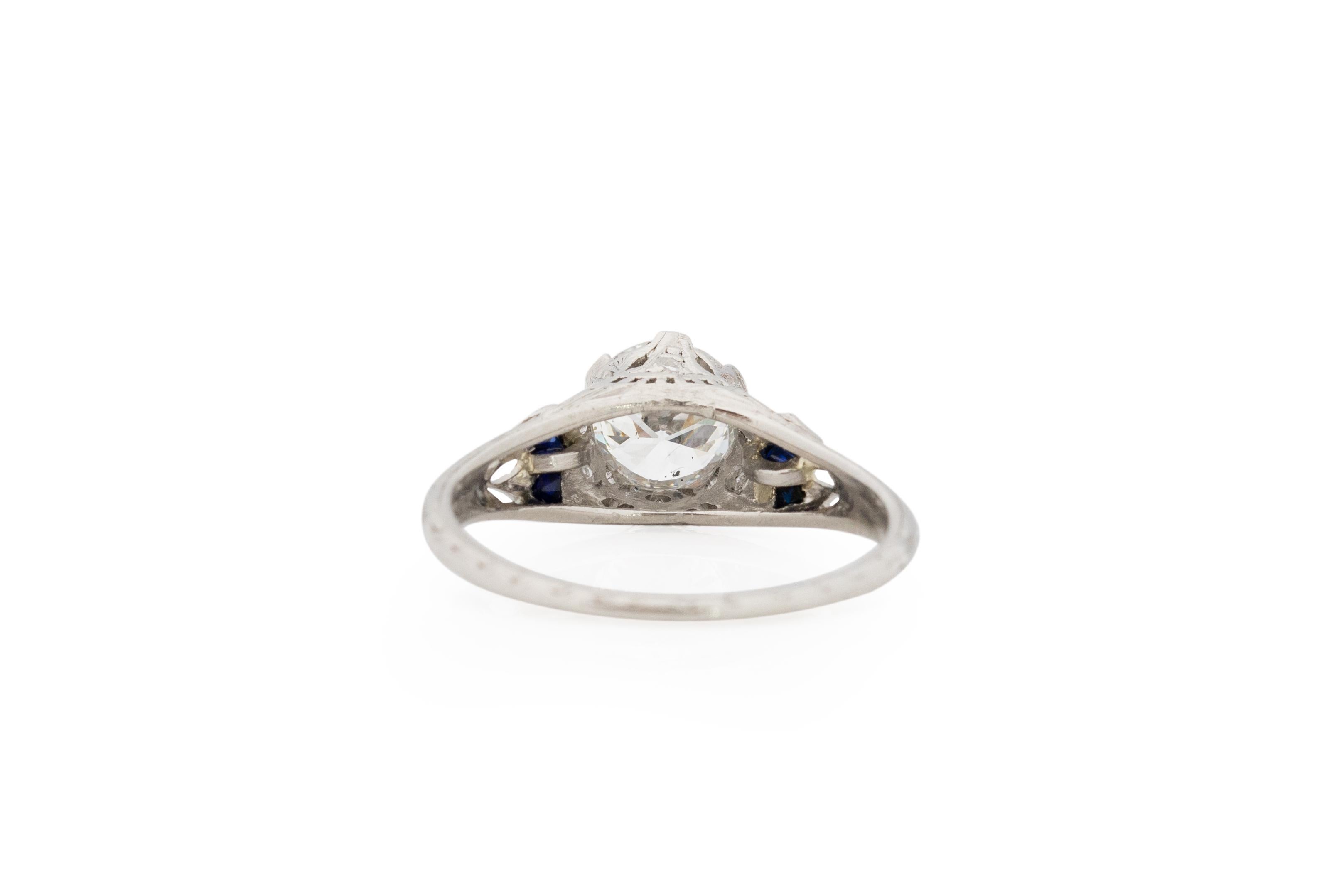 GIA Certified 1.03 Carat Art Deco Diamond Platinum Engagement Ring In Good Condition For Sale In Atlanta, GA