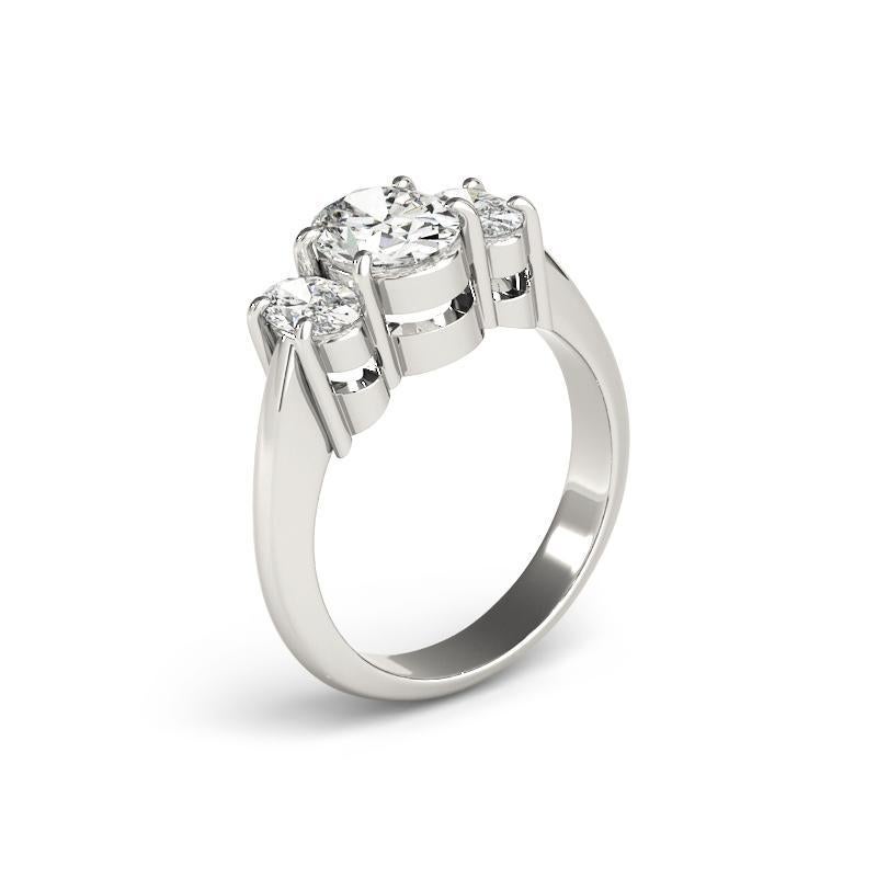 GIA-zertifizierter 1.03 Karat klassischer ovaler Dreistein  Diamantring Damen im Angebot
