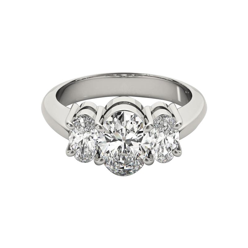 GIA Certificato 1.03 Carati Classico Ovale a Tre Pietre  Anello con diamante