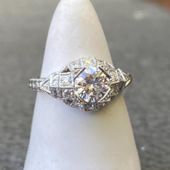 GIA Certified H/VS2 1.03 Carat Diamond in Bombe Edwardian-Style Platinum Ring