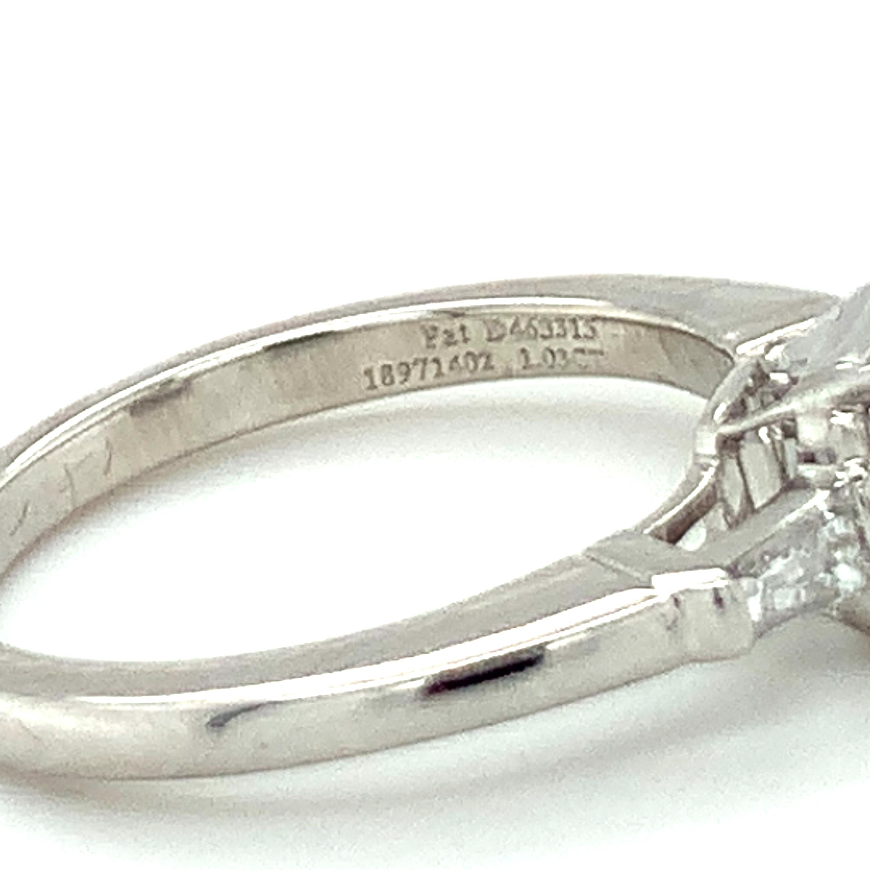 Contemporary GIA Certified 1.03 Carat Diamond Platinum Engagement Ring by Tiffany & Co. For Sale