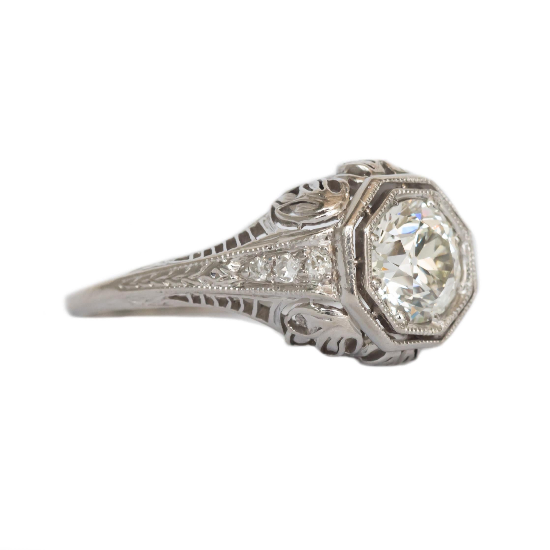 Edwardian GIA Certified 1.03 Carat Diamond Platinum Engagement Ring For Sale