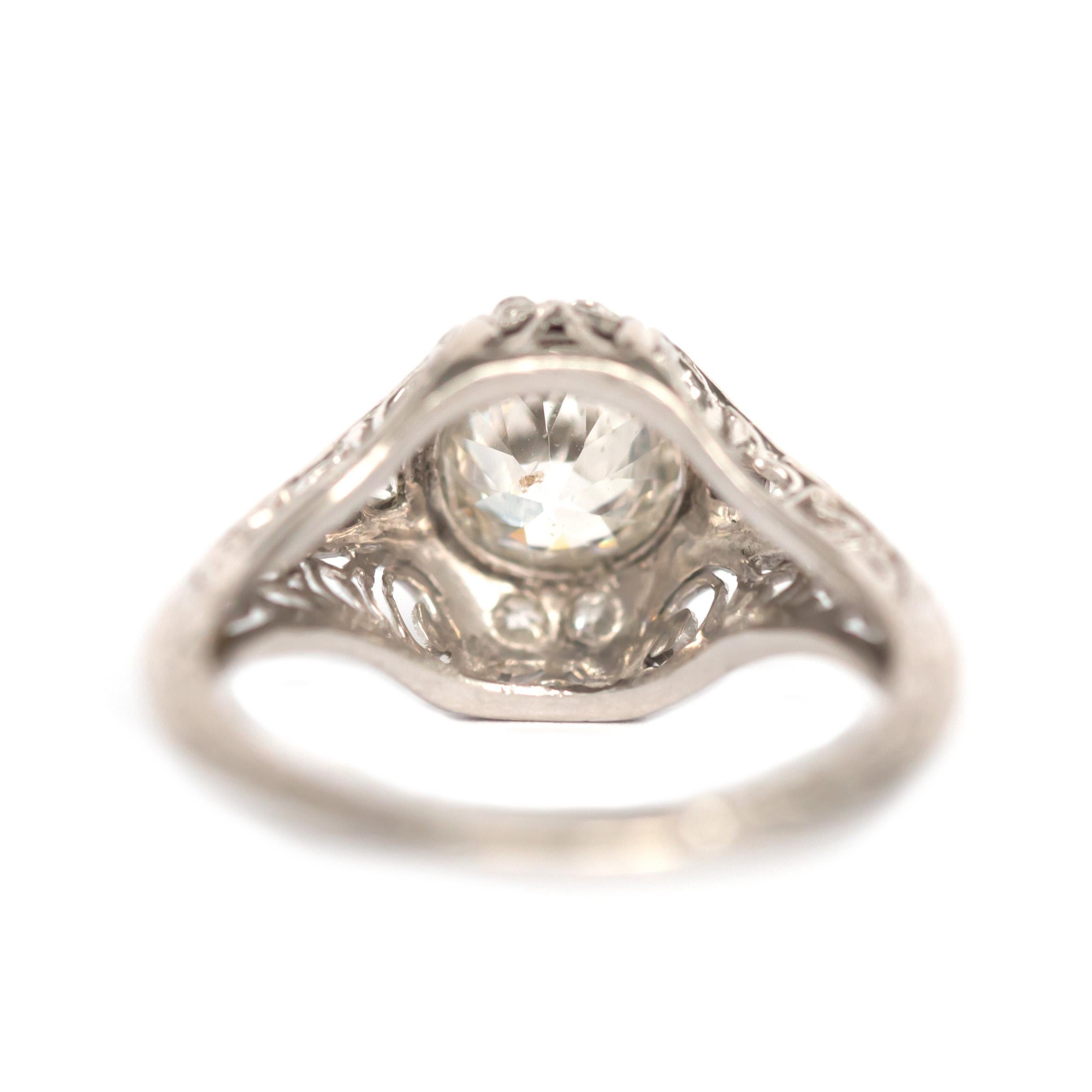 Edwardian GIA Certified 1.03 Carat Diamond Platinum Engagement Ring For Sale
