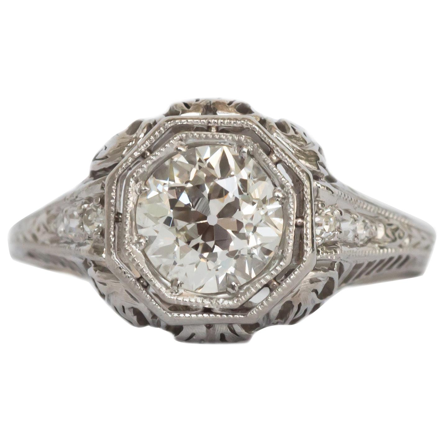Bague de fiançailles en platine avec diamant de 1,03 carat certifié par le GIA