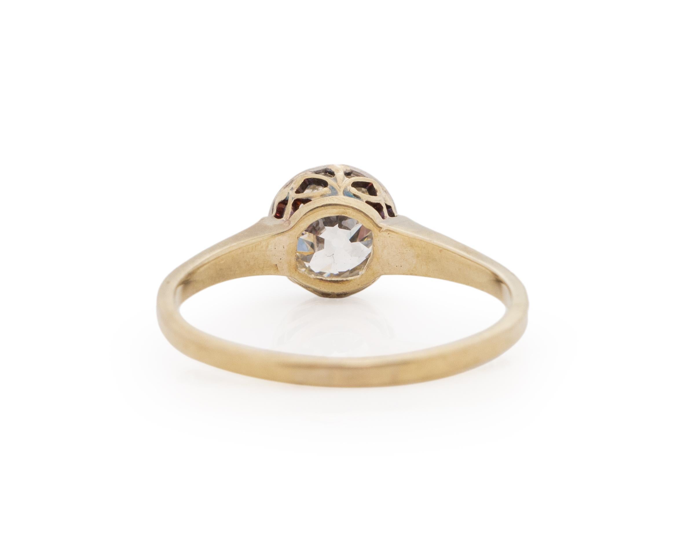 Old European Cut GIA Certified 1.03 Carat Edwardian Diamond 14 Karat Yellow Gold Engagement Ring For Sale