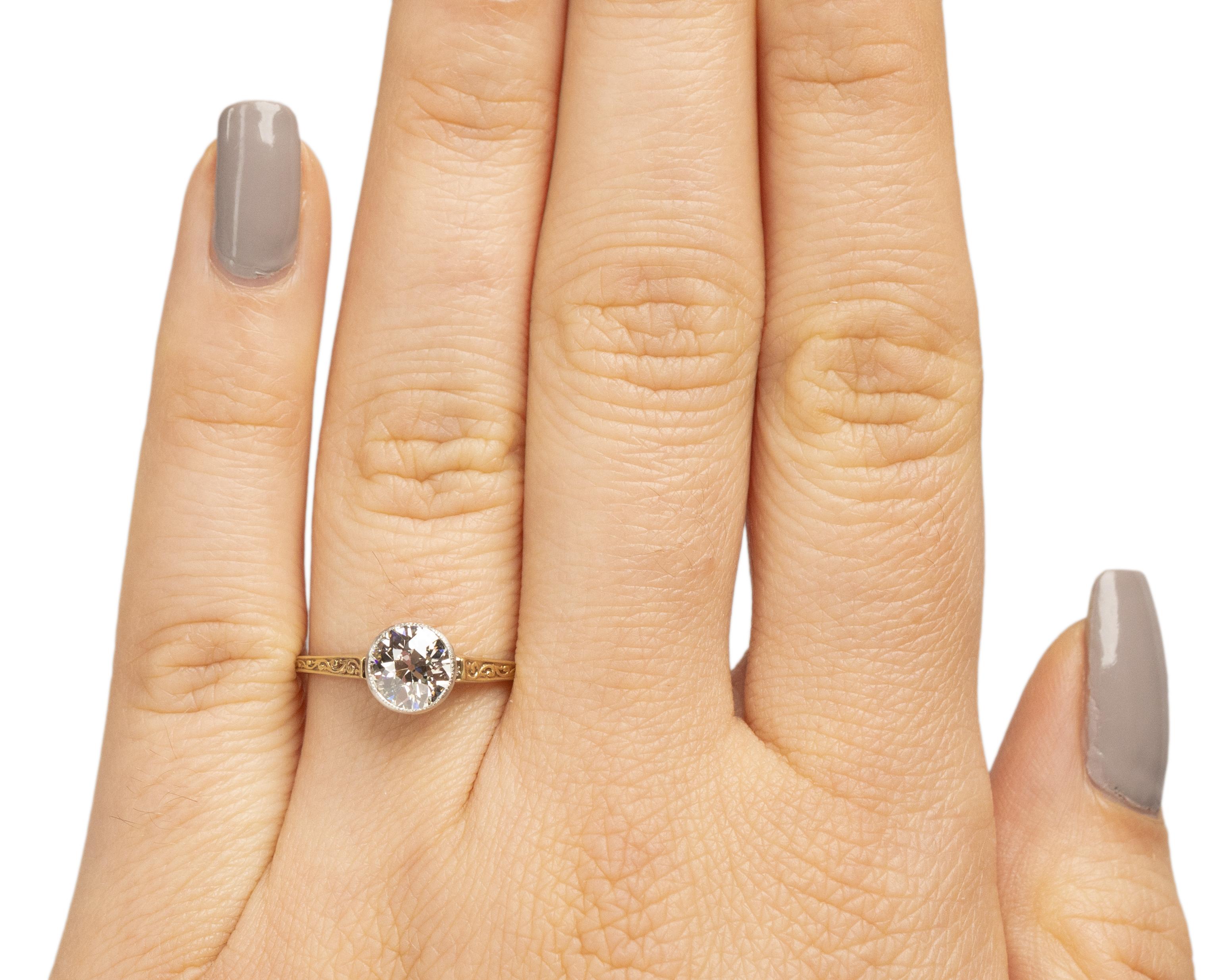 GIA Certified 1.03 Carat Edwardian Diamond 14 Karat Yellow Gold Engagement Ring In Good Condition For Sale In Atlanta, GA