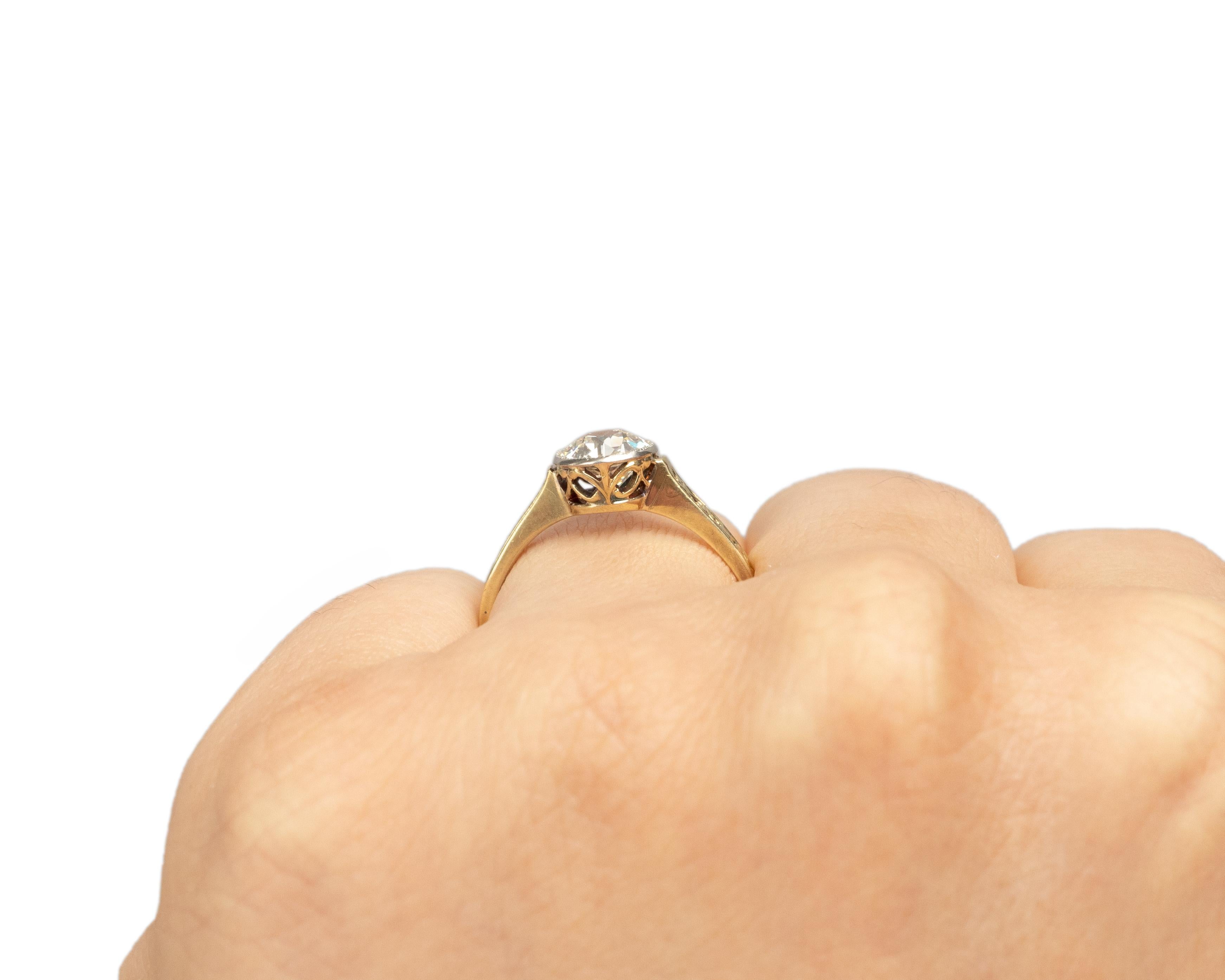 Women's GIA Certified 1.03 Carat Edwardian Diamond 14 Karat Yellow Gold Engagement Ring For Sale