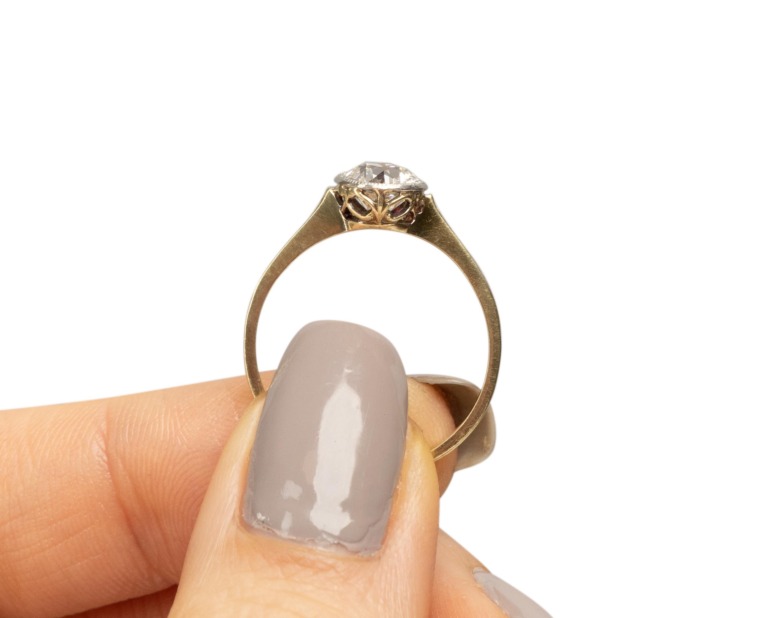 GIA Certified 1.03 Carat Edwardian Diamond 14 Karat Yellow Gold Engagement Ring For Sale 1