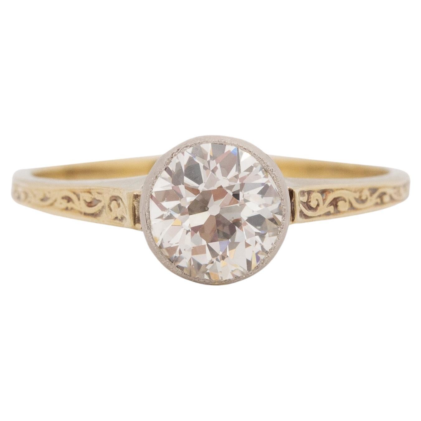 GIA Certified 1.03 Carat Edwardian Diamond 14 Karat Yellow Gold Engagement Ring For Sale