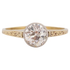 GIA Certified 1.03 Carat Edwardian Diamond 14 Karat Yellow Gold Engagement Ring