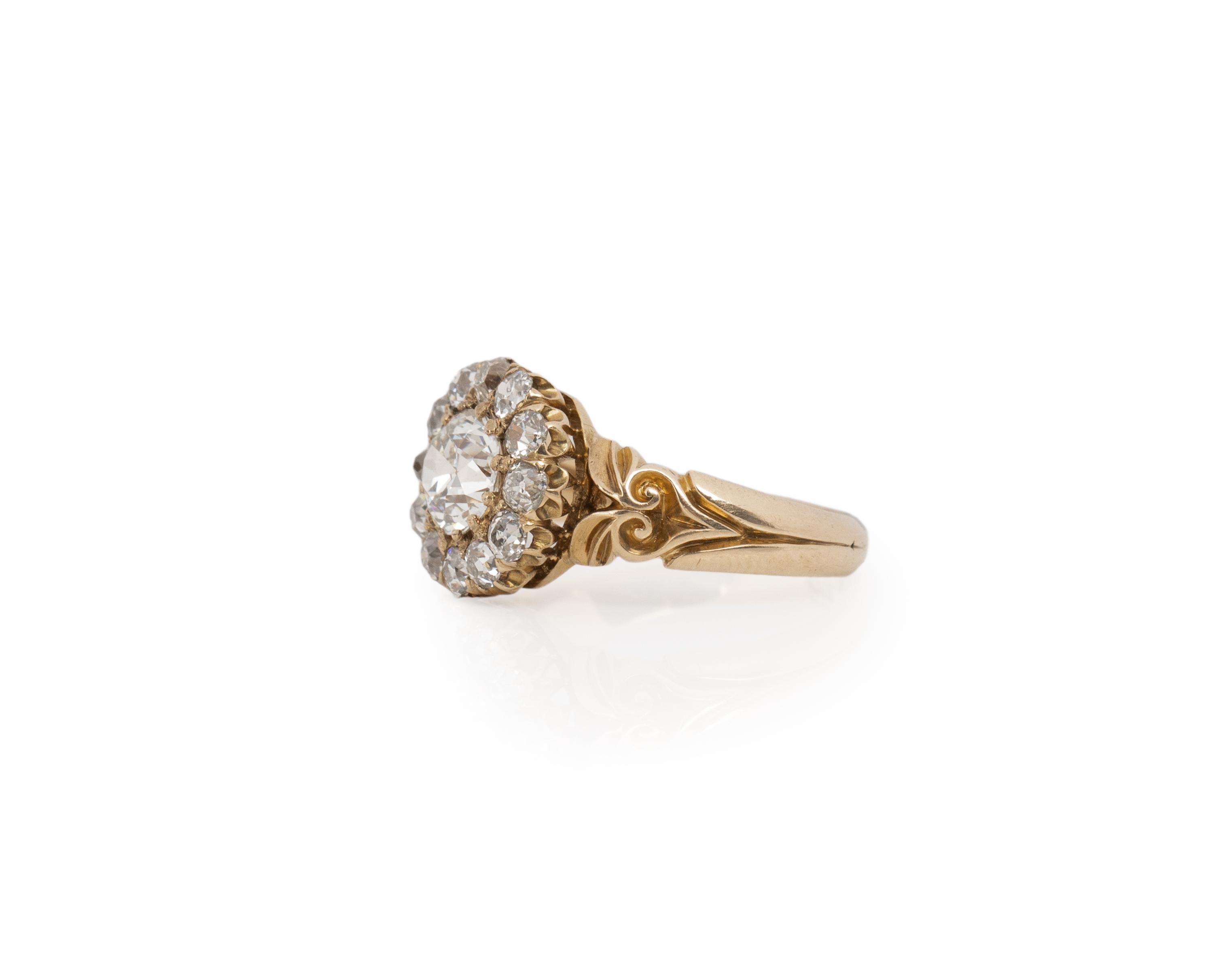 Old European Cut GIA Certified 1.03 Carat Edwardian Diamond 18 Karat Yellow Gold Engagement Ring For Sale