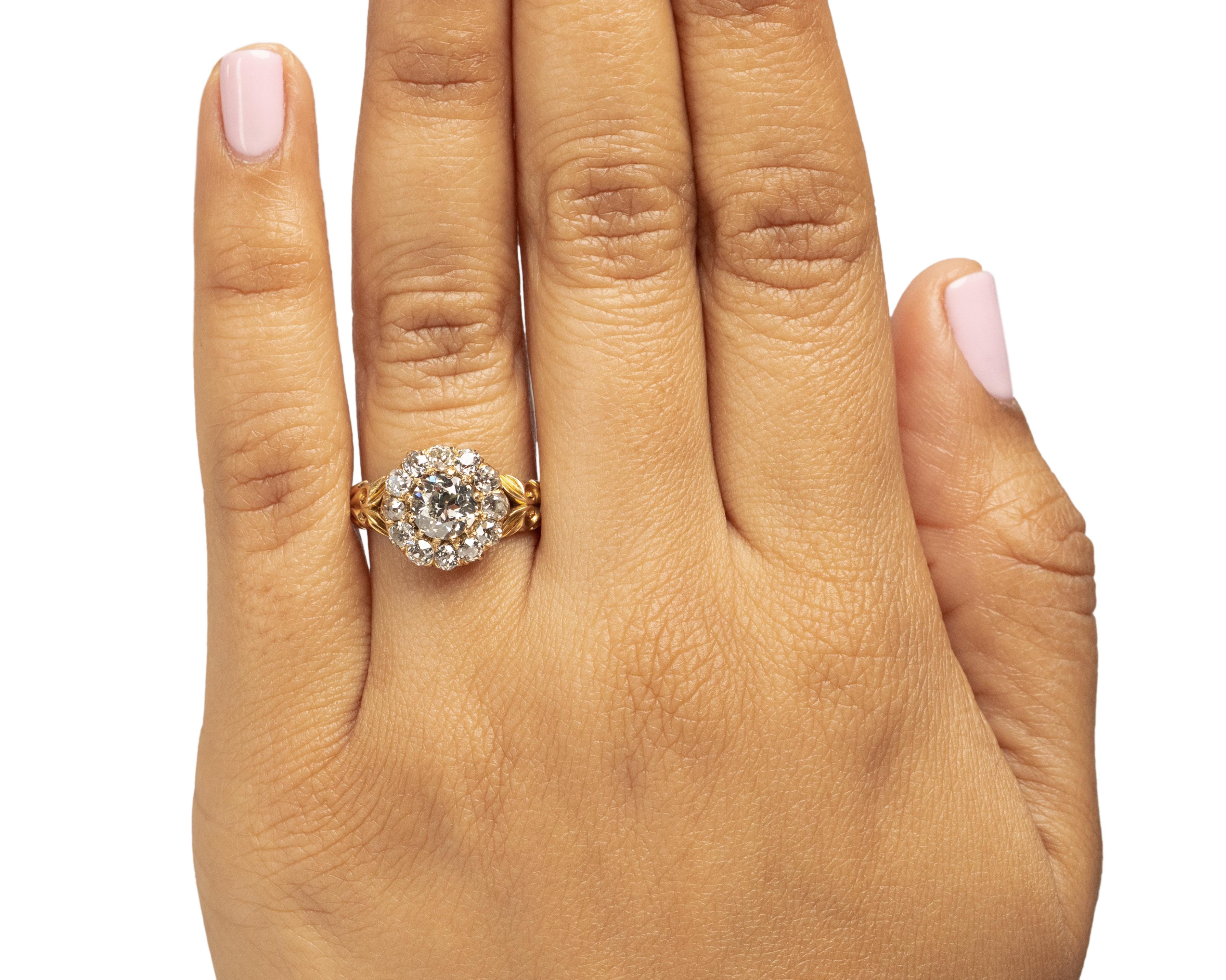 GIA Certified 1.03 Carat Edwardian Diamond 18 Karat Yellow Gold Engagement Ring For Sale 1