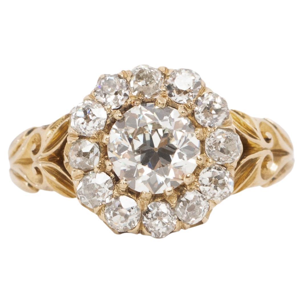 GIA Certified 1.03 Carat Edwardian Diamond 18 Karat Yellow Gold Engagement Ring For Sale