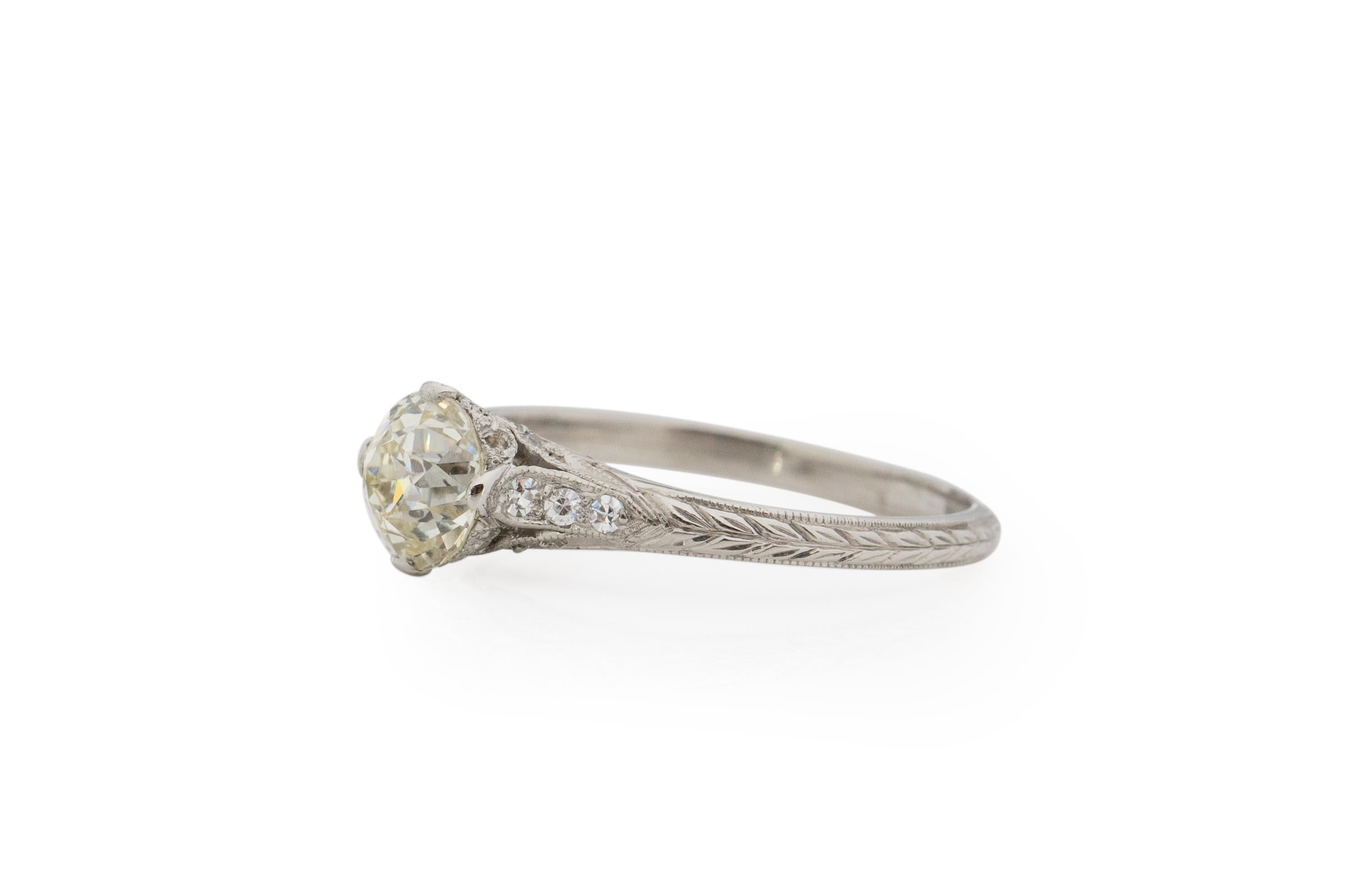 Old European Cut GIA Certified 1.03 Carat Edwardian Diamond Platinum Engagement Ring For Sale