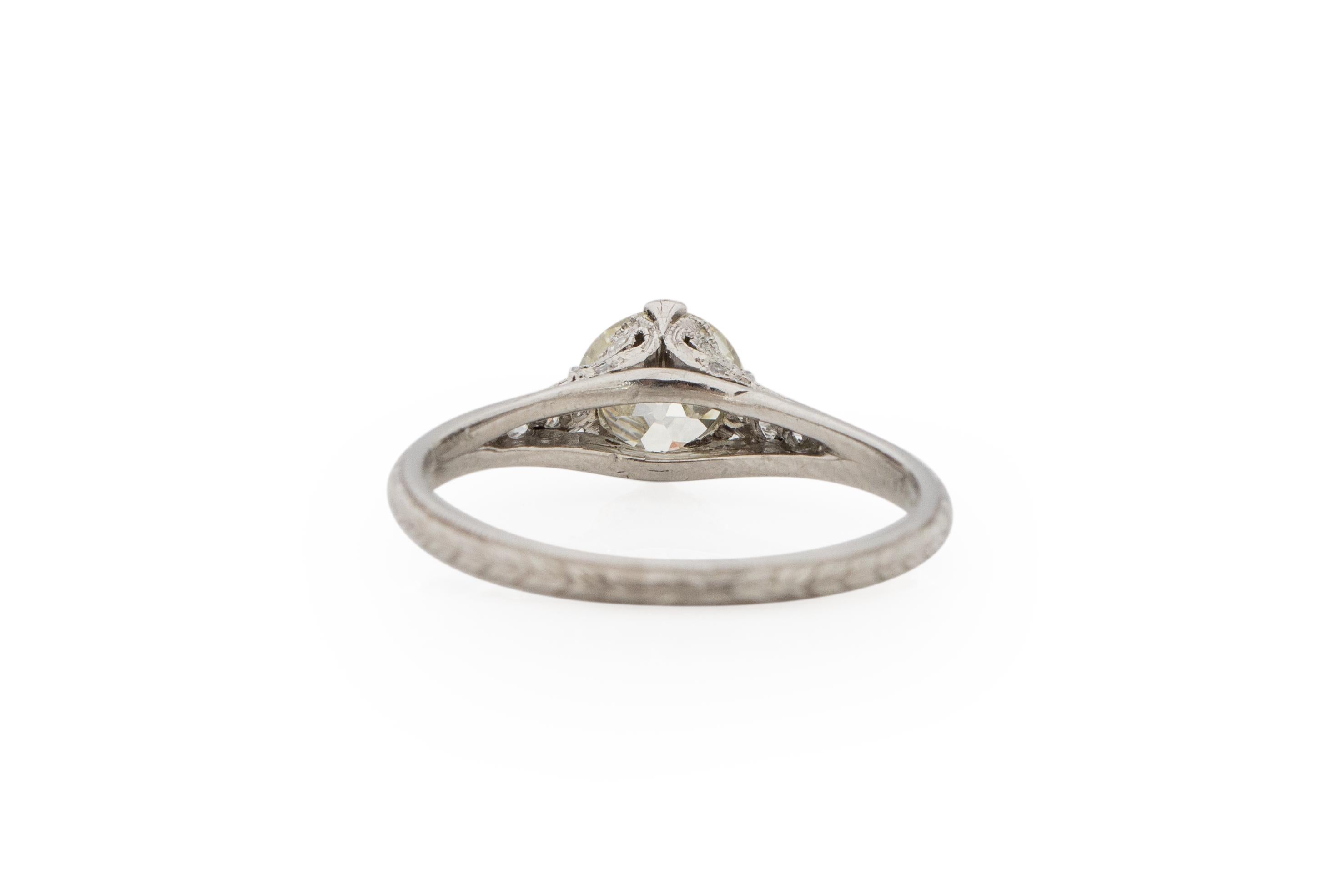 GIA Certified 1.03 Carat Edwardian Diamond Platinum Engagement Ring In Good Condition For Sale In Atlanta, GA