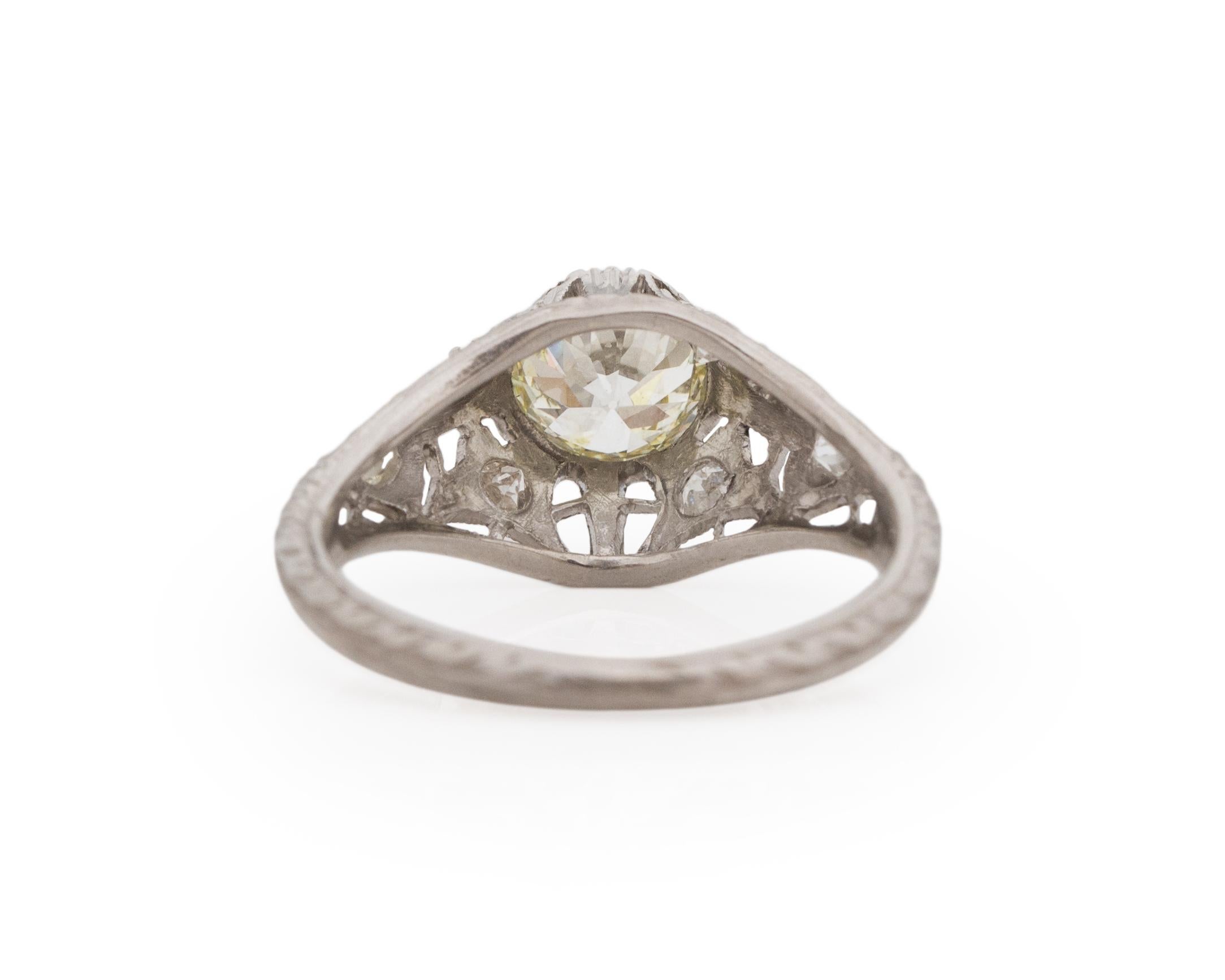 GIA Certified 1.03 Carat Edwardian Diamond Platinum Engagement Ring In Good Condition For Sale In Atlanta, GA