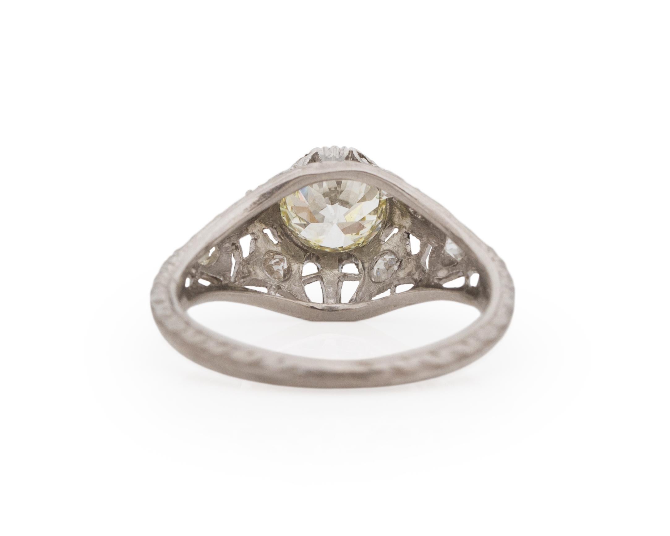 GIA Certified 1.03 Carat Edwardian Diamond Platinum Engagement Ring In Good Condition For Sale In Hicksville, NY