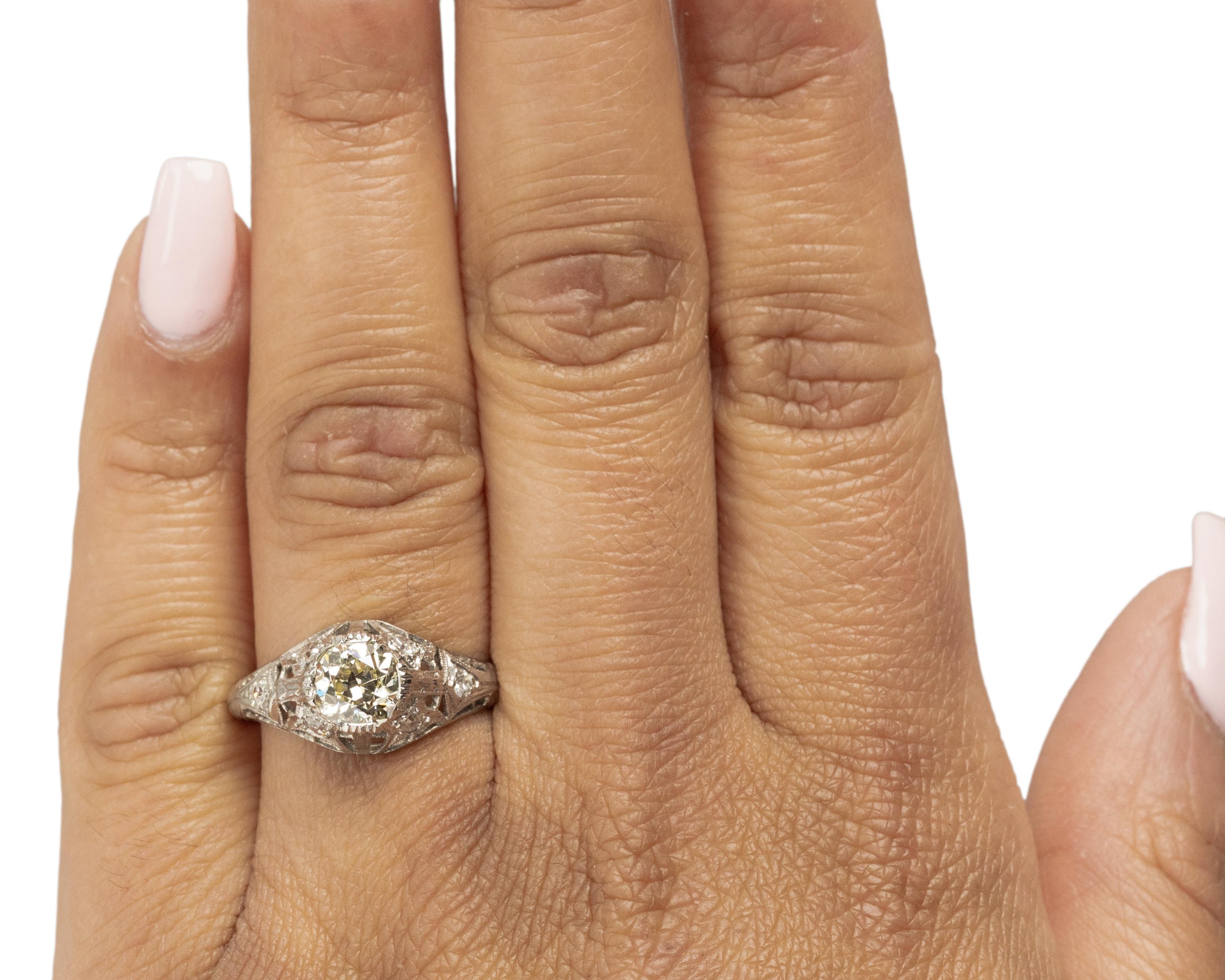 Women's GIA Certified 1.03 Carat Edwardian Diamond Platinum Engagement Ring For Sale