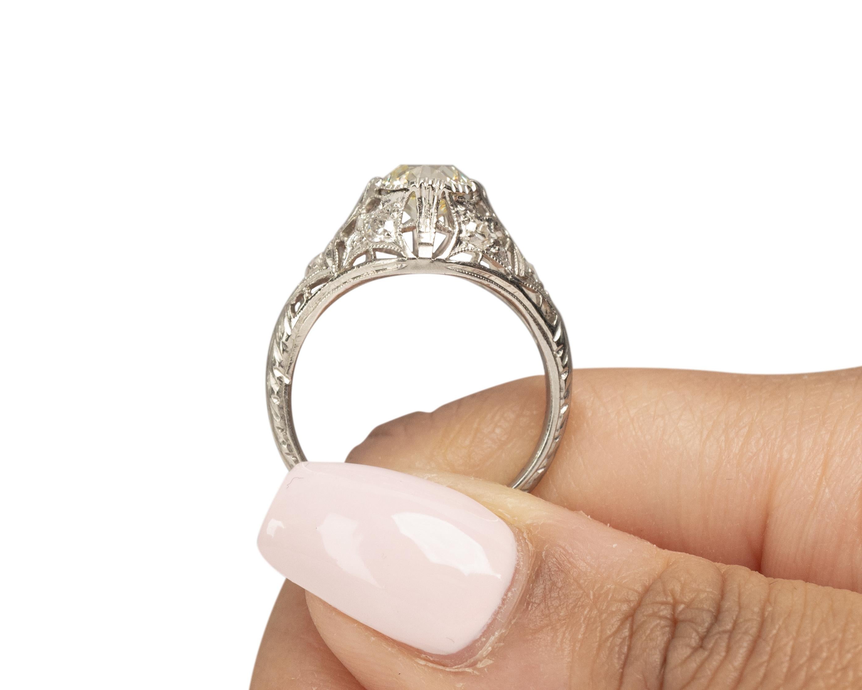 GIA Certified 1.03 Carat Edwardian Diamond Platinum Engagement Ring For Sale 3