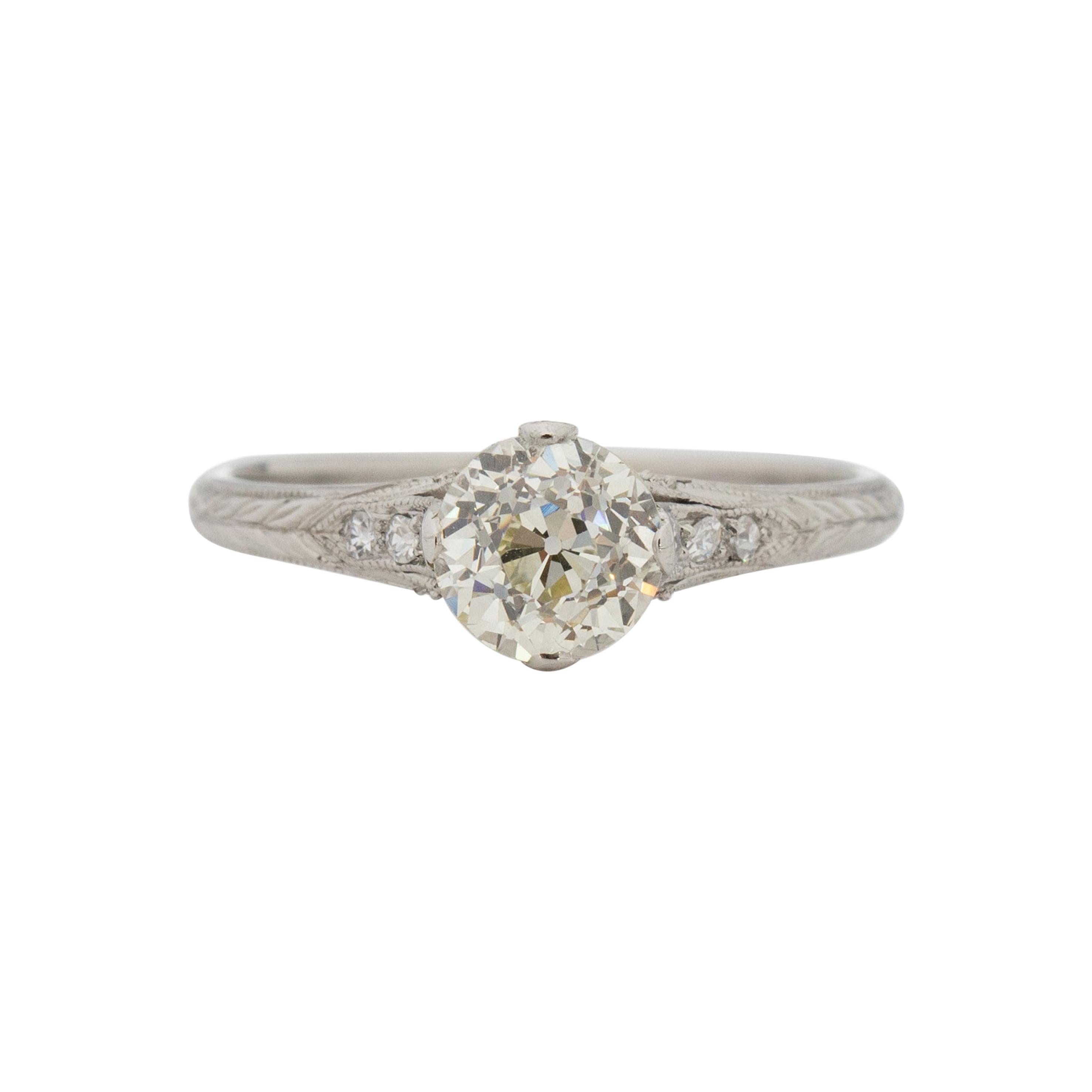 GIA Certified 1.03 Carat Edwardian Diamond Platinum Engagement Ring For Sale