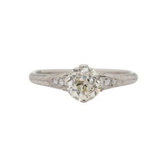 Anillo de compromiso de platino con diamante eduardiano de 1.03 quilates certificado por el GIA