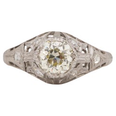 GIA Certified 1.03 Carat Edwardian Diamond Platinum Engagement Ring