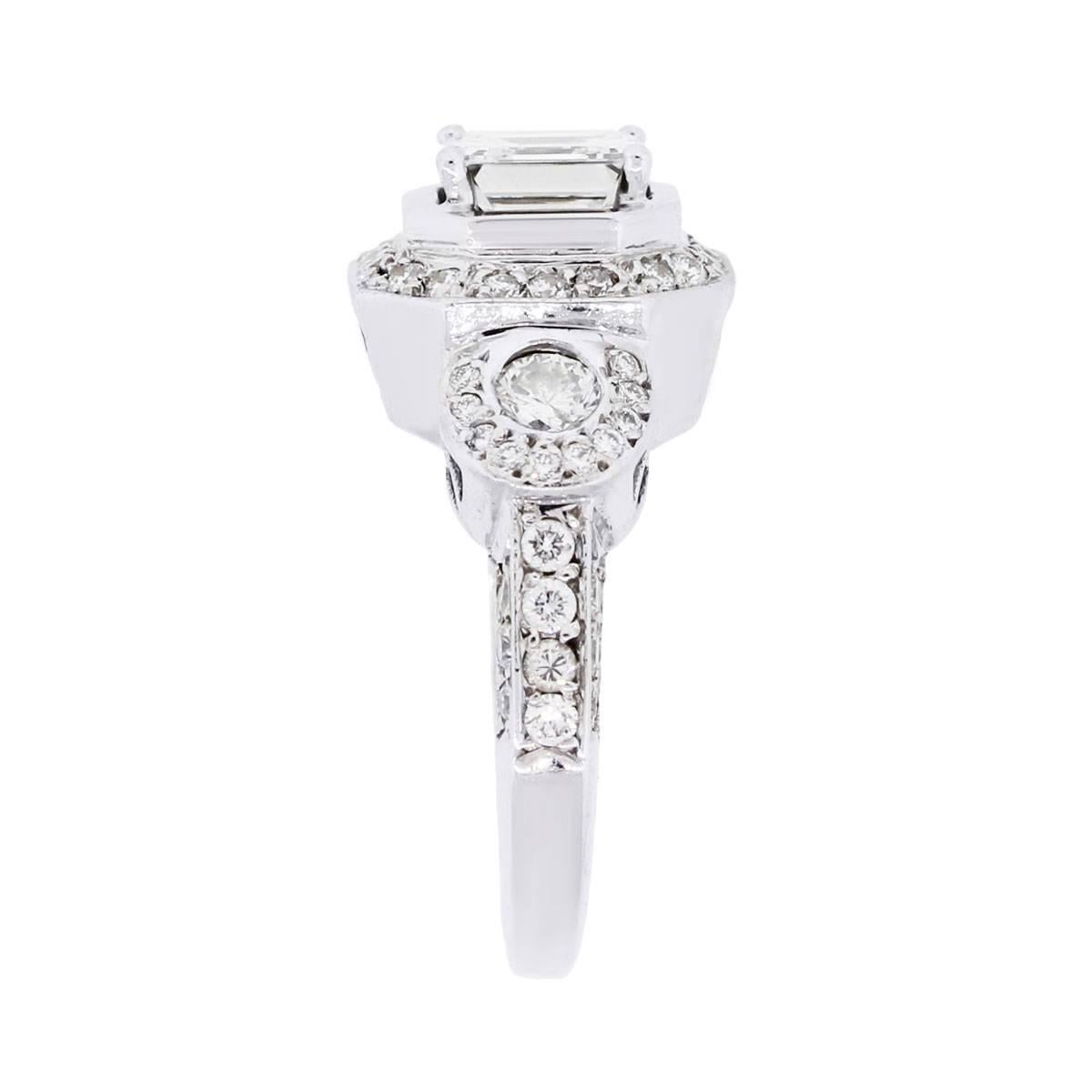 GIA Certified 1.03 Carat Emerald Cut Diamond Engagement Ring In Excellent Condition For Sale In Boca Raton, FL