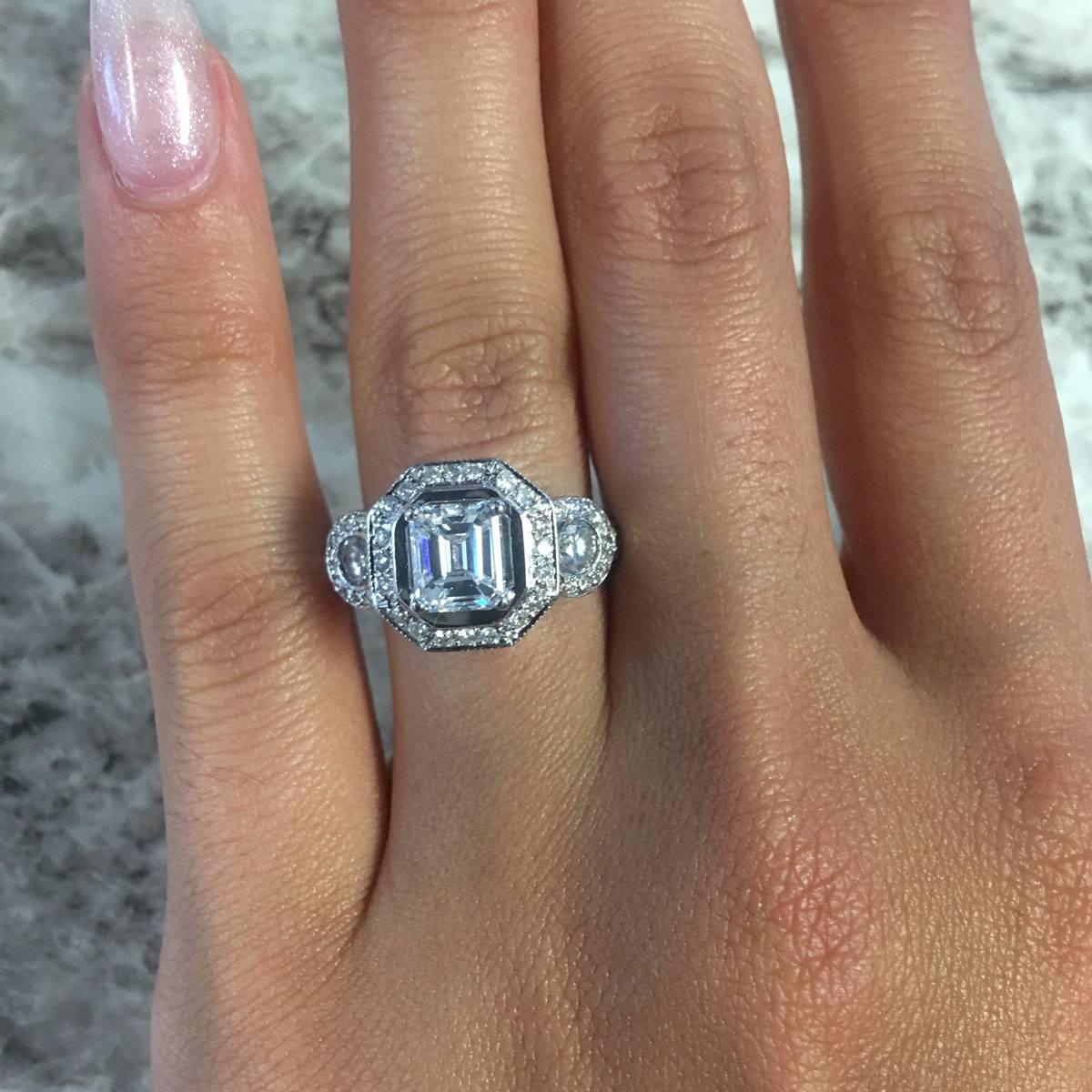 GIA Certified 1.03 Carat Emerald Cut Diamond Engagement Ring For Sale 2