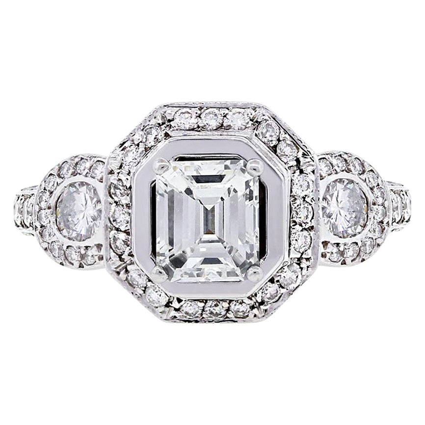 Bague de fiançailles en diamant taille émeraude certifié GIA de 1,03 carat