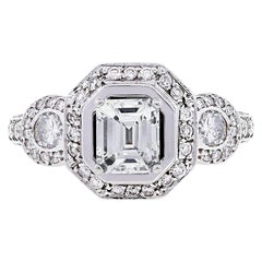 Bague de fiançailles en diamant taille émeraude certifié GIA de 1,03 carat