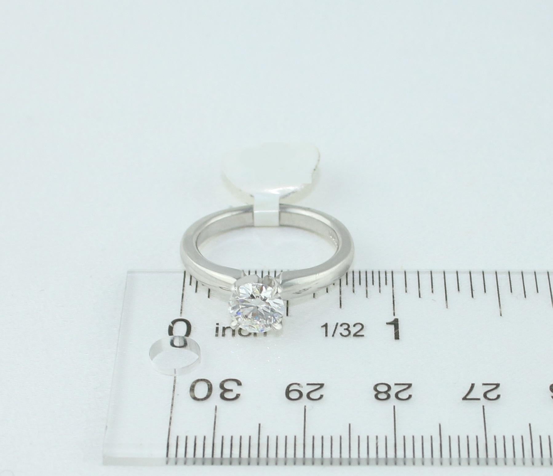 GIA Certified 1.03 Carat F VVS2 Round Diamond Platinum Engagement Ring For Sale 2