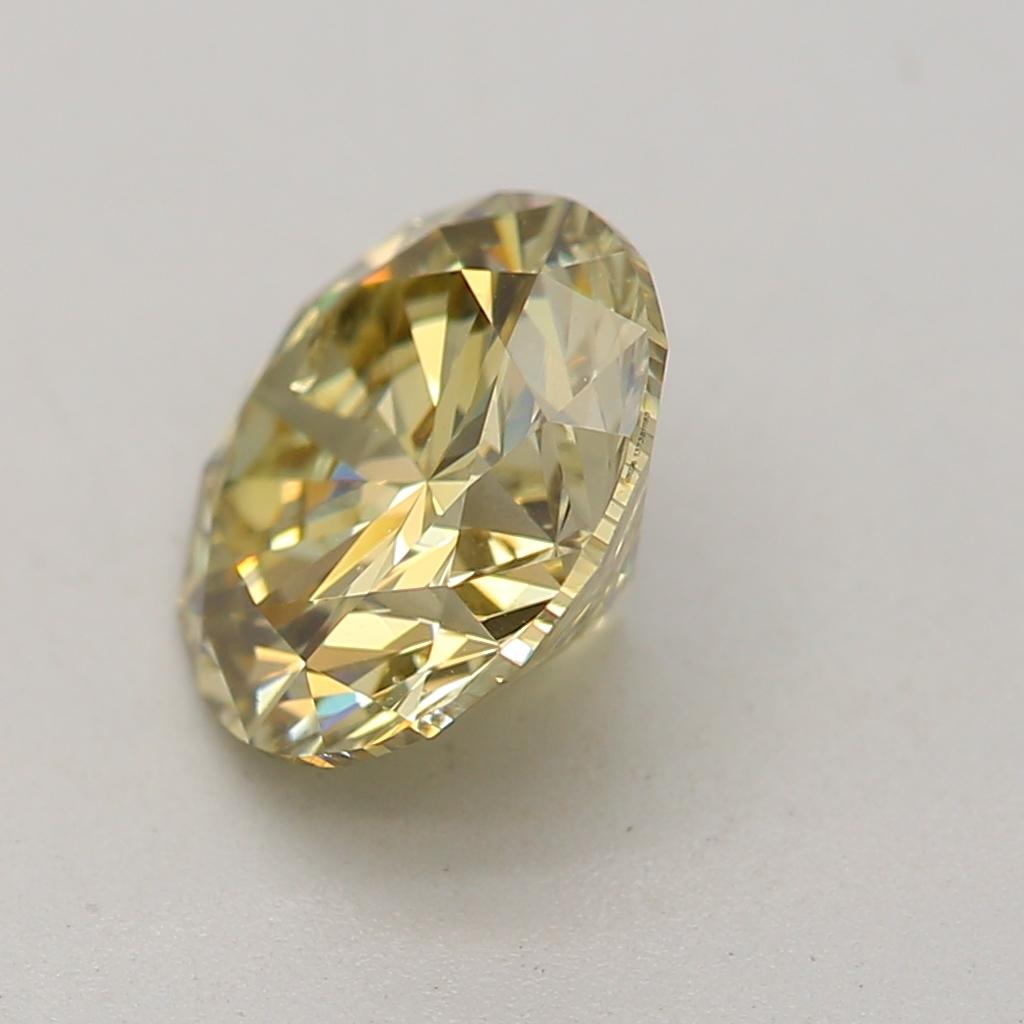 Diamante certificado por el GIA de 1,03 quilates de color amarillo verdoso parduzco de fantasía y claridad I1 Corte redondo en venta