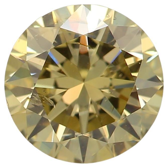 Diamante certificado por el GIA de 1,03 quilates de color amarillo verdoso parduzco de fantasía y claridad I1 en venta