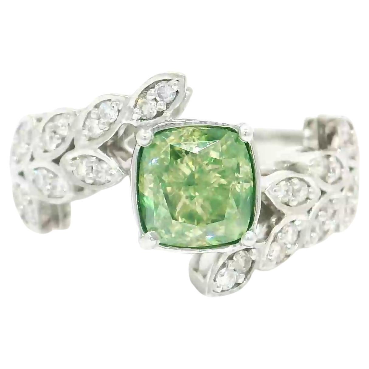 Bague diamant certifié GIA 1,03 carat Fancy Brownish Greenish Yellow VS1 Clarity