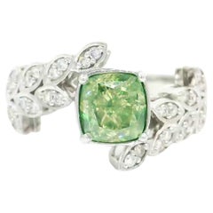 GIA Certified 1.03 Carat Fancy Brownish Greenish Yellow VS1 Clarity Diamond Ring