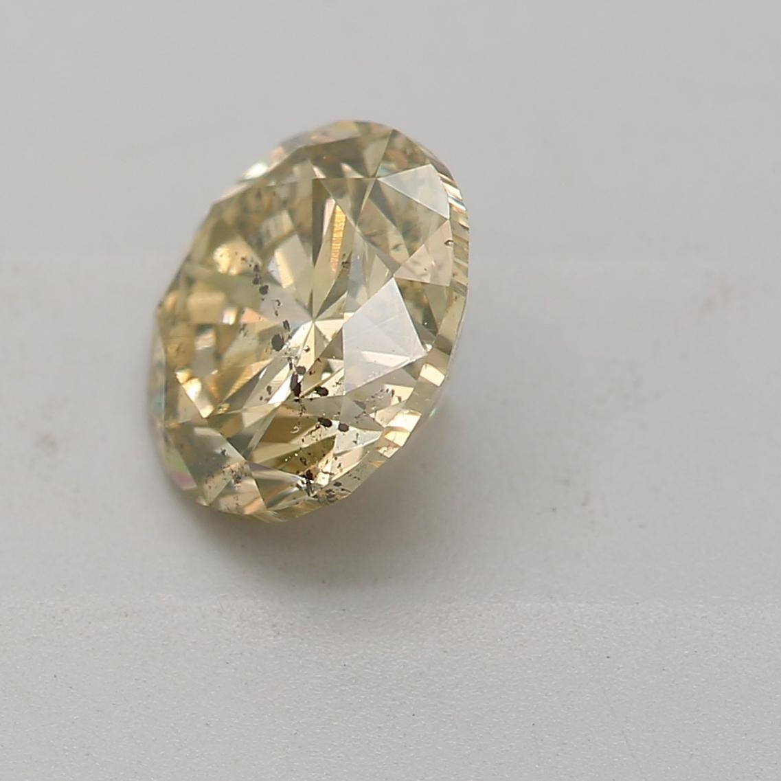 Taglio rotondo Diamante certificato GIA da 1,03 carati, di colore giallo brunastro e chiarezza I1 in vendita