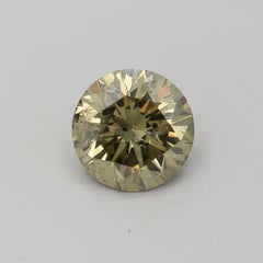 GIA Certified 1.03 Carat Fancy Dark Brown Greenish Yellow I2 Clarity Diamond