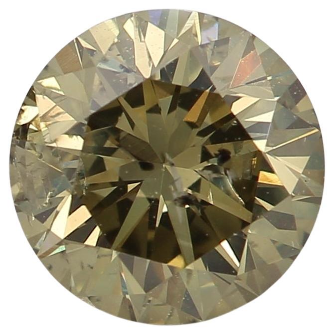 Diamante certificado por GIA de 1,03 quilates de color marrón oscuro fantasía amarillo verdoso y claridad I2