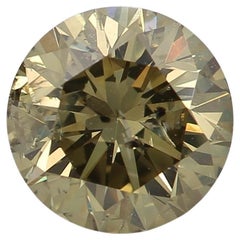 GIA-zertifizierter 1,03 Karat dunkelbrauner, grünlich-gelber Diamant der Reinheit I2