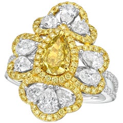 GIA Certified 1.03 Carat Fancy Deep Brownish Greenish Yellow Diamond Ring