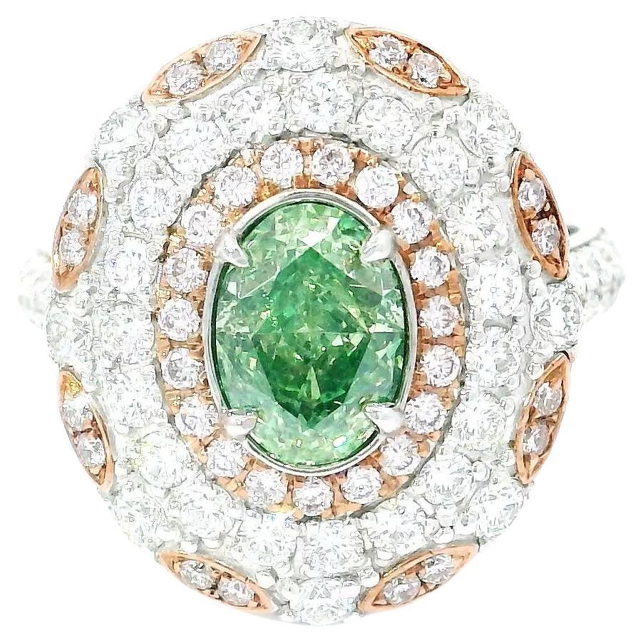 GIA Certified 1.03 Carat Fancy Greenish Yellow SI2 Clarity Diamond